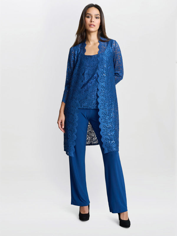 Gina Bacconi Brea Three Piece Metallic Lace Trouser Suit