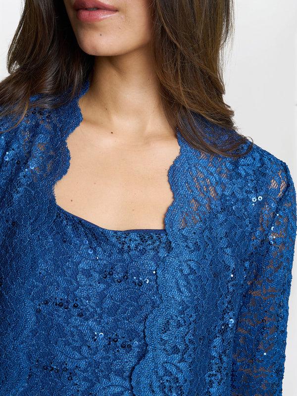 Gina Bacconi Brea Three Piece Metallic Lace Trouser Suit