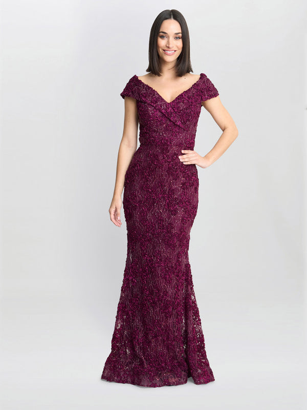 Gina Bacconi Brigette Off The Shoulder Lace Maxi Dress