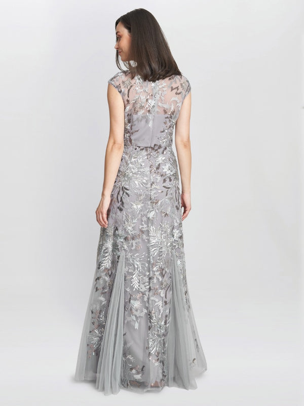 Gina Bacconi Caitlin Sleeveless Maxi Fit And Flare Sequin Gown