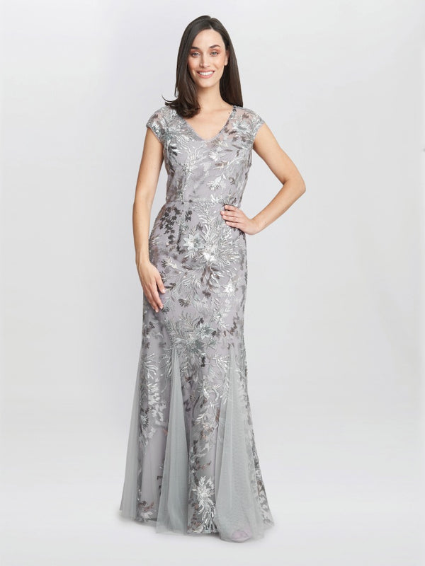 Gina Bacconi Caitlin Sleeveless Maxi Fit And Flare Sequin Gown