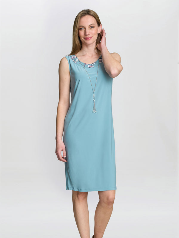 Gina Bacconi Callie Printed Dress And Jacket With Detachable Necklace