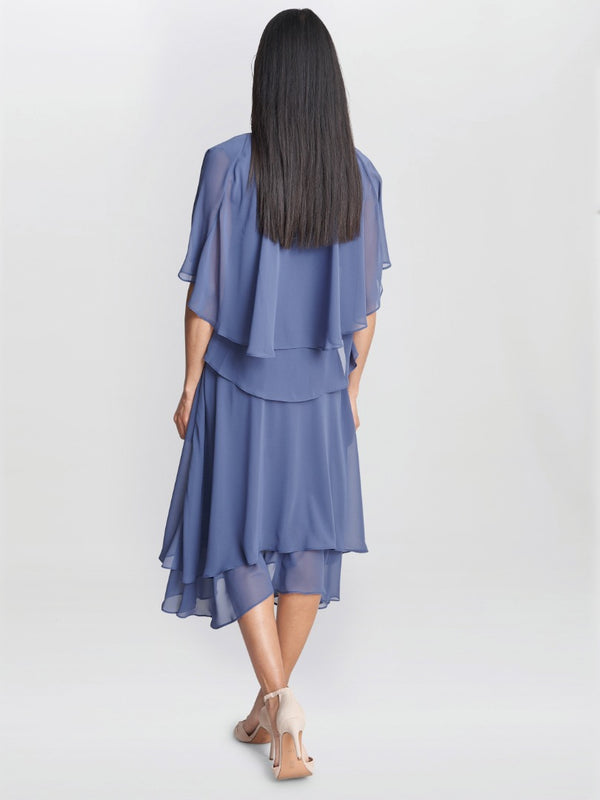 Gina Bacconi Cheryl Midi V Neck Embellished Dress And Jacket