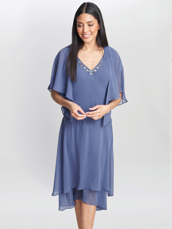 gina bacconi Cheryl midi v neck embellished dress and jacket