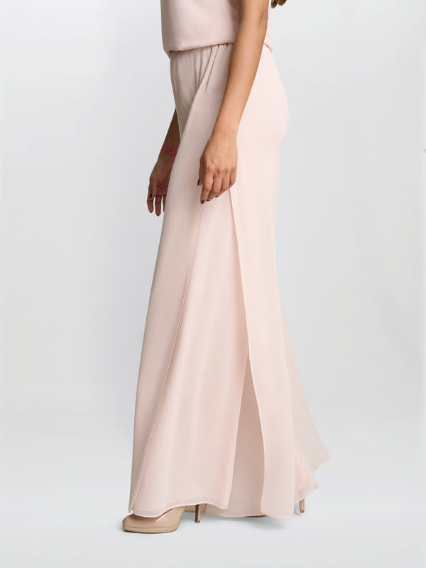 Gina Bacconi Chiffon Layered Trouser With Slits ANTIQUE ROSE