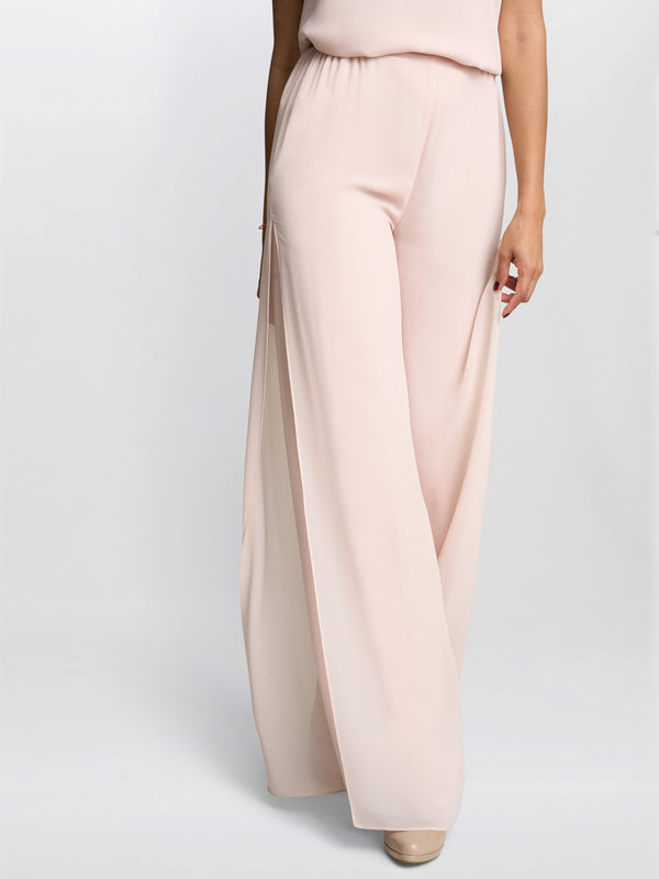 Gina Bacconi Chiffon Layered Trouser With Slits ANTIQUE ROSE