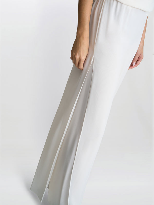 Gina Bacconi Chiffon Layered Trouser With Slits CHALK LIGHT