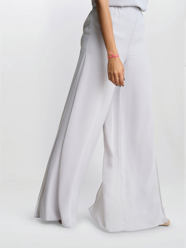 Gina Bacconi Chiffon Layered Trouser With Slits SILVER MIST