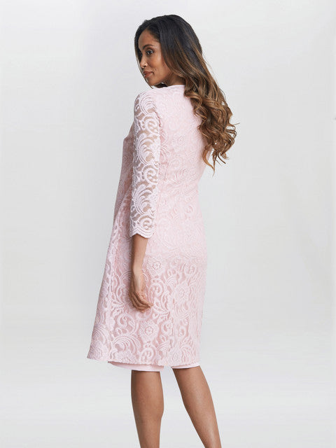Gina Bacconi Clarabelle Mock Lace Jacket And Crepe Dress Potpourri Pink