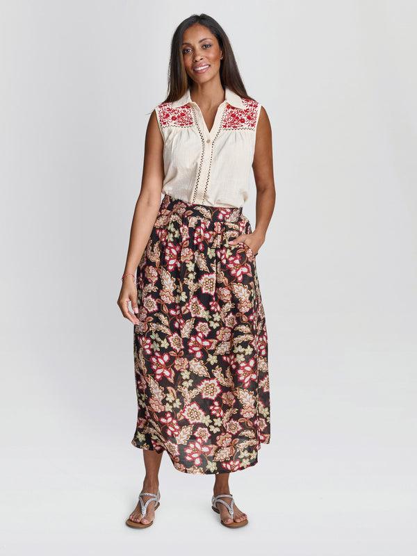 Gina Bacconi Claude Embroidered Cotton Sleeveless Shirt