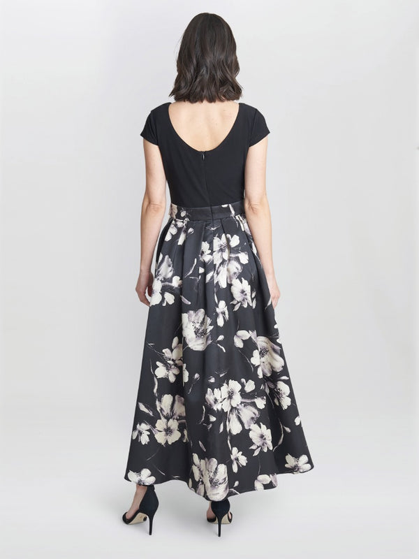 Gina Bacconi Colleen Jersey And Jacquard Printed Dress