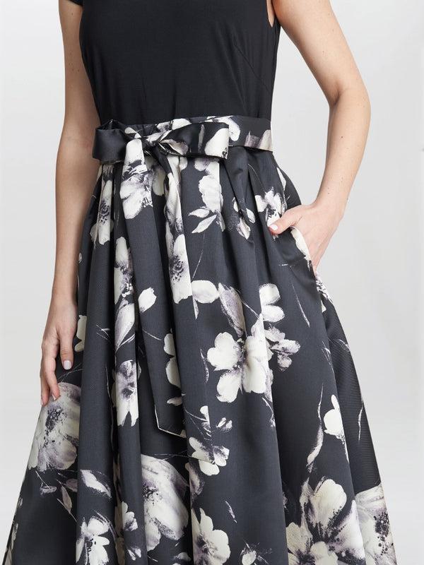 Gina Bacconi Colleen Jersey And Jacquard Printed Dress