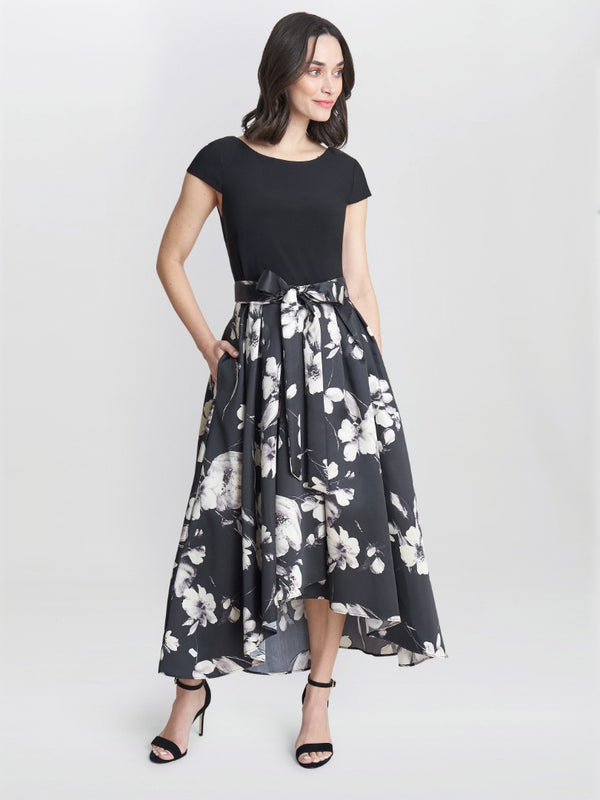 Gina Bacconi Colleen Jersey And Jacquard Printed Dress