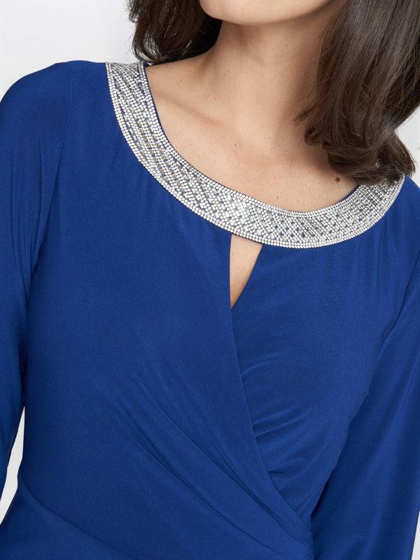 Gina Bacconi Delilah A-line Maxi Dress With Embellished Keyhole Cutout