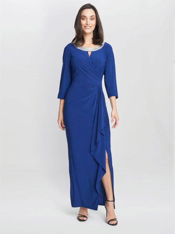 gina bacconi Delilah a-line maxi dress with embellished keyhole cutout