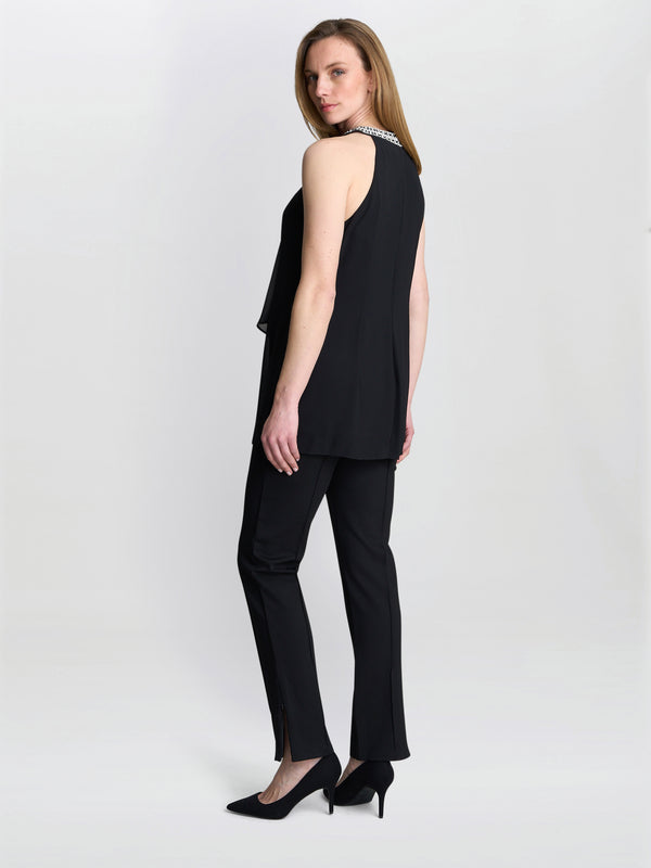 Gina Bacconi Elle Halter Top With Beaded Neck Black