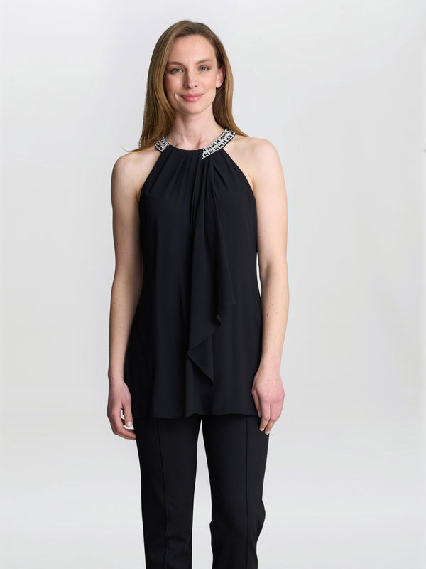 gina bacconi Elle halter top with beaded neck Black