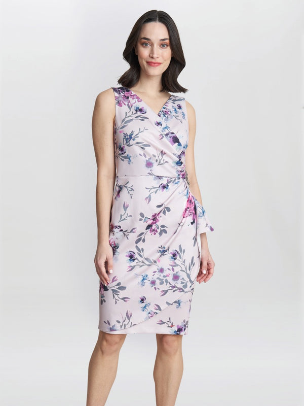 gina bacconi Evelina petite printed dress with hip detail