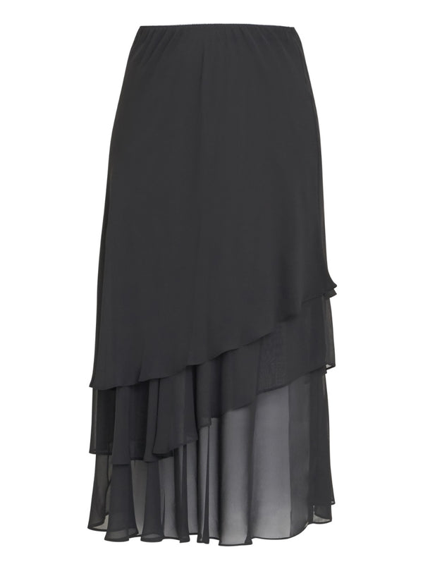 Gina Bacconi Gabrielle Midi-length Asymmetric Triple Tier Chiffon Skirt