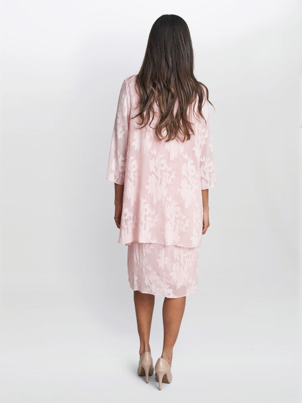 Gina Bacconi Gemma Chiffon Jacquard Dress & Jacket ROSE PINK