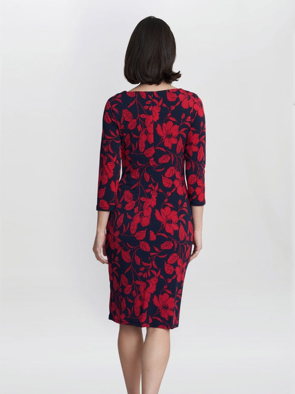 Gina Bacconi Abbie Printed Jersey Cowl Neck Dress
