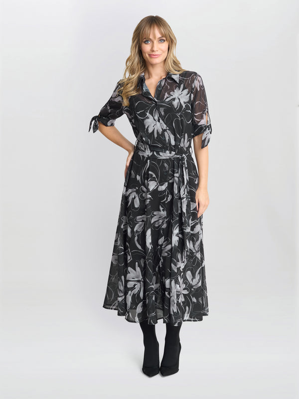 Gina Bacconi Adrienne Shirt Dress Black White