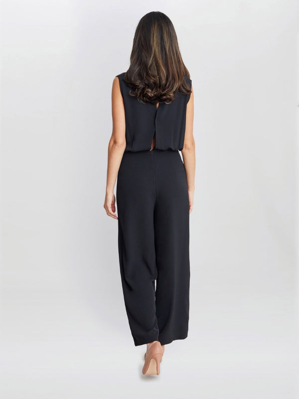 Gina Bacconi Anaya Crepe Jumpsuit BLACK