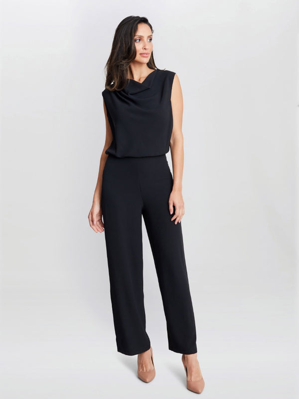 gina bacconi Anaya crepe jumpsuit BLACK