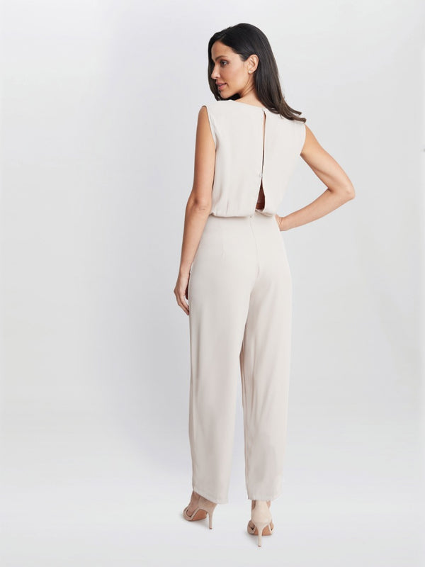 Gina Bacconi Anaya Crepe Jumpsuit CREAM