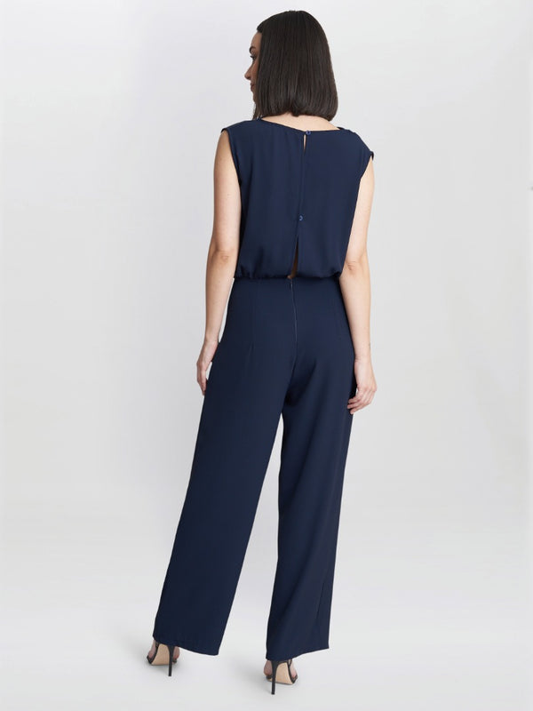 Gina Bacconi Anaya Crepe Jumpsuit NAVY