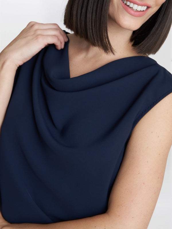 Gina Bacconi Anaya Crepe Jumpsuit NAVY