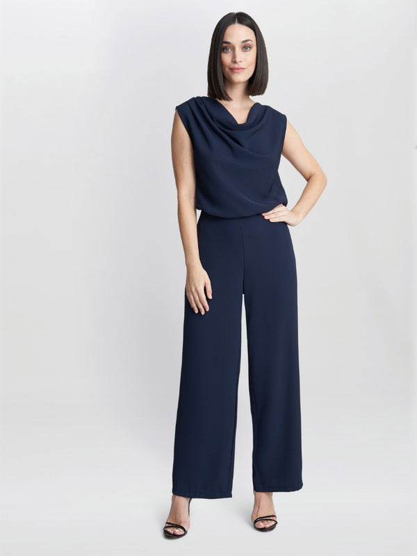 gina bacconi Anaya crepe jumpsuit NAVY