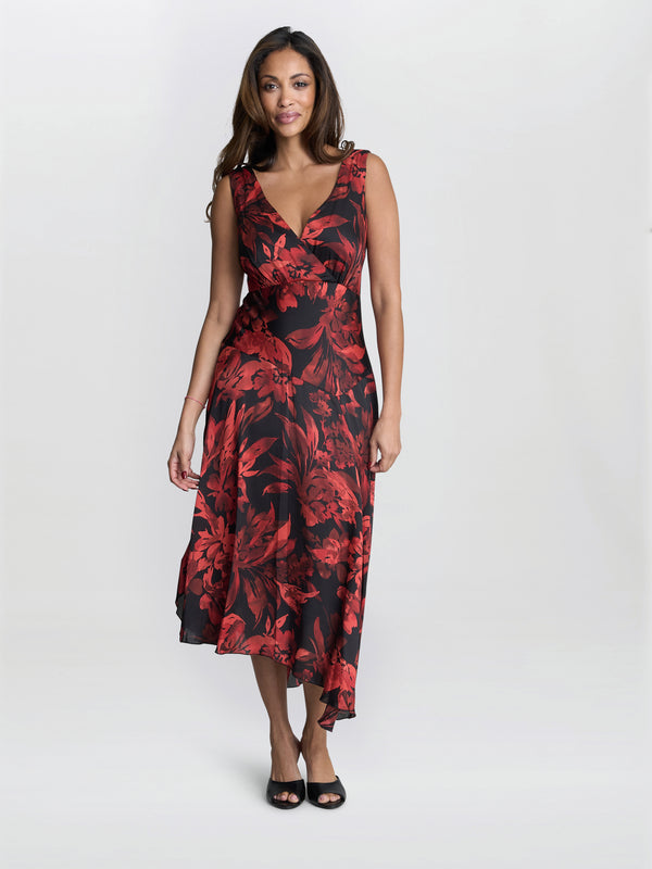 gina bacconi Aneesha floral midi dress