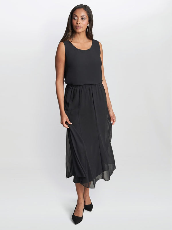 gina bacconi Annalise flowing chiffon midi skirt