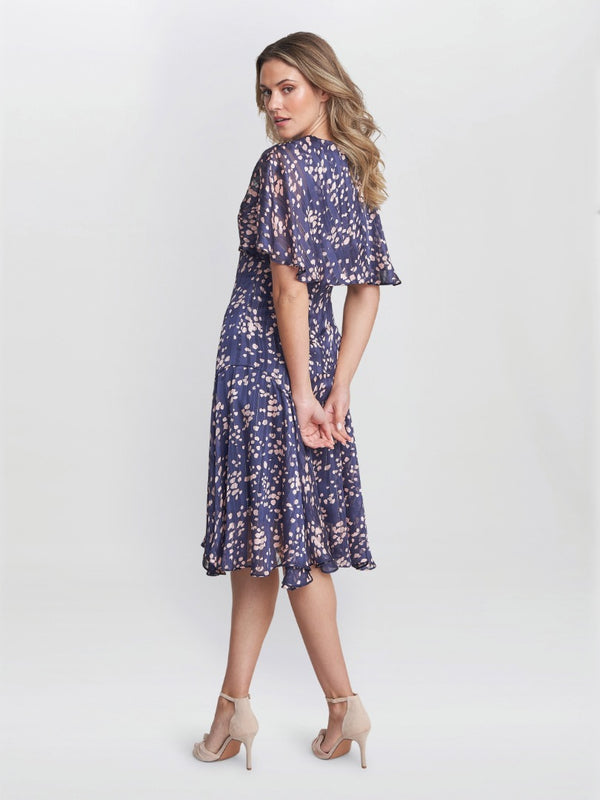 gina bacconi Annette chiffon dress Navy Pink