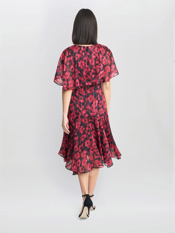 Gina Bacconi Annette Chiffon Dress Red