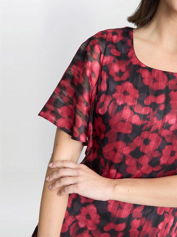 Gina Bacconi Annette Chiffon Dress Red