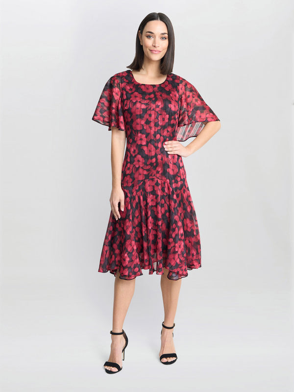 gina bacconi Annette chiffon dress Red