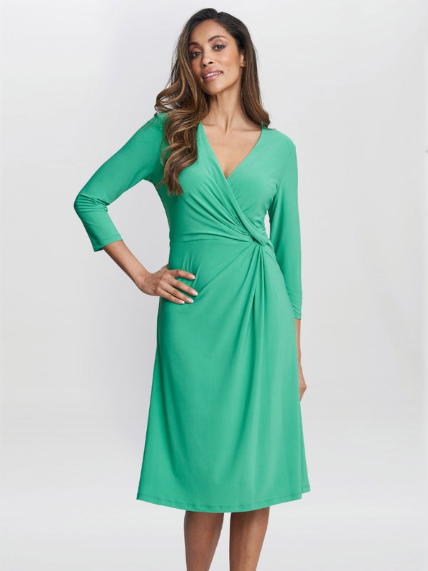 gina bacconi Antonia jersey wrap dress JADE