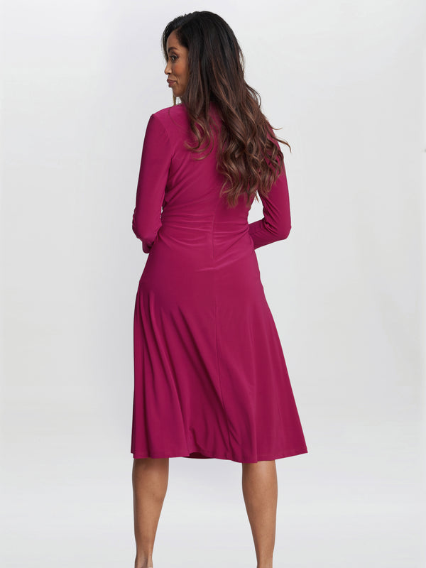 Gina Bacconi Antonia Jersey Wrap Dress Magenta