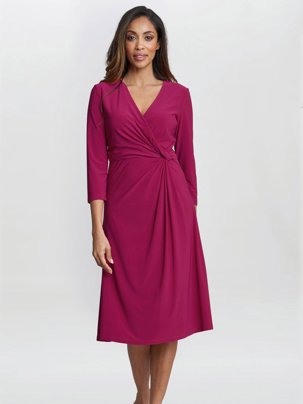 gina bacconi Antonia jersey wrap dress Magenta