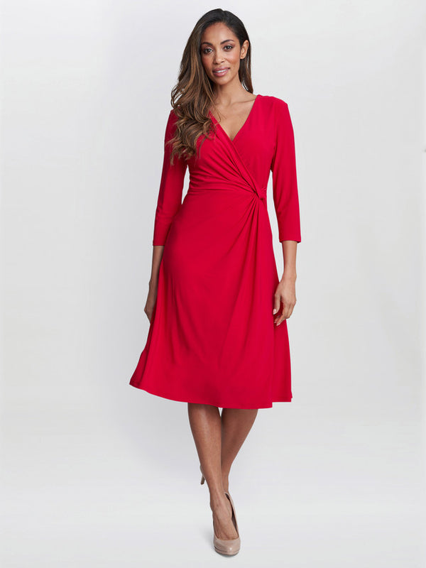Gina Bacconi Antonia Jersey Wrap Dress Red