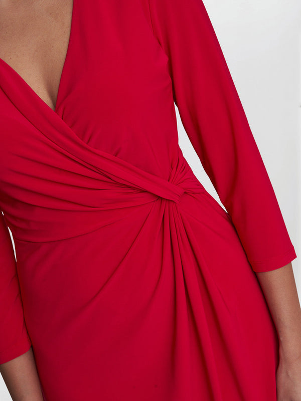 Gina Bacconi Antonia Jersey Wrap Dress Red