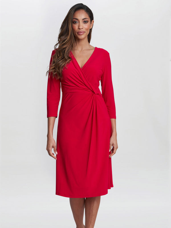 gina bacconi Antonia jersey wrap dress Red