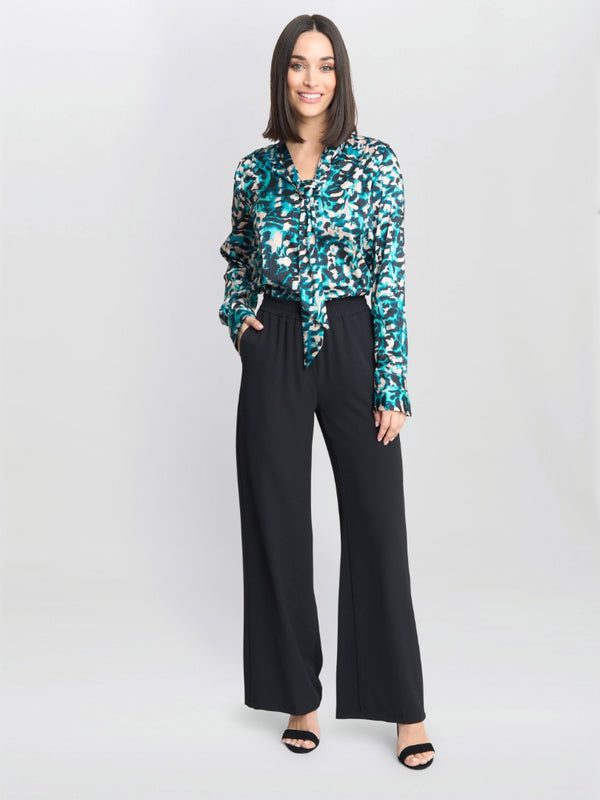 Gina Bacconi Avril Satin Pussy Bow Blouse MULTI