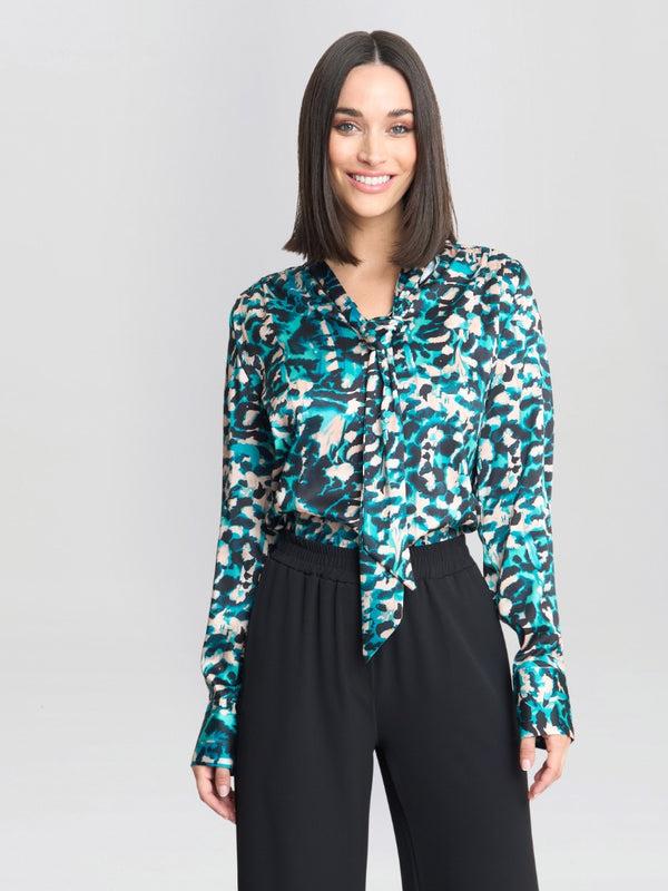 gina bacconi Avril satin pussy bow blouse MULTI