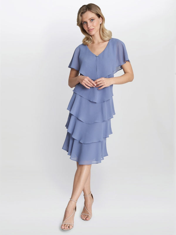 Gina Bacconi Bella Georgette Tiered Dress PERRI