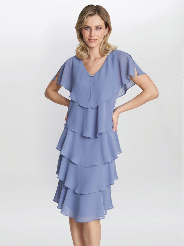 gina bacconi Bella georgette tiered dress PERRI