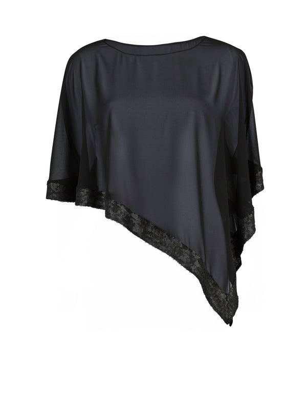 gina bacconi Black chiffon cape with sequin edge