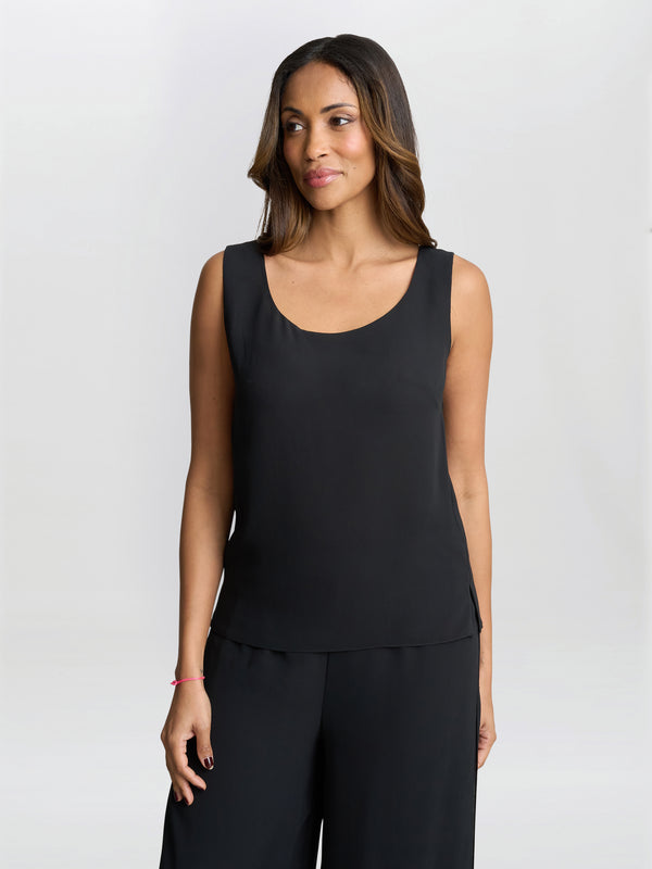 gina bacconi Black double layer chiffon cami Black